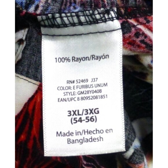 George Mens All Over Fireworks Cat Button-Up Shirt 3XL 100% Rayon Patriotic Prin - Picture 5 of 9